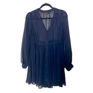 Chiffon tunic navy blue sheet dress